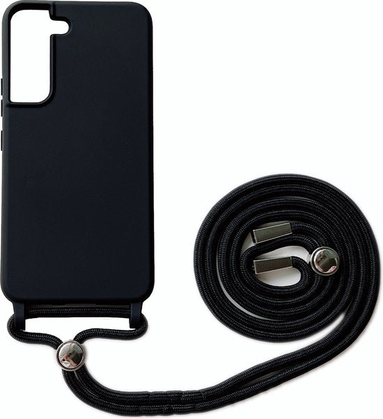 Samsung Galaxy S22 Hoesje - Zwart - Siliconen Back Cover met Telefoonkoord