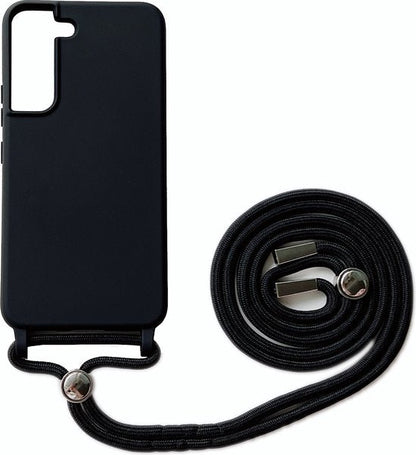 Samsung Galaxy S22 Hoesje - Zwart - Siliconen Back Cover met Telefoonkoord