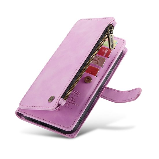 Apple iPhone 14 Pro Max Hoesje - Pastel Pink - Luxe Bookcase met Rits en Telefoonkoord