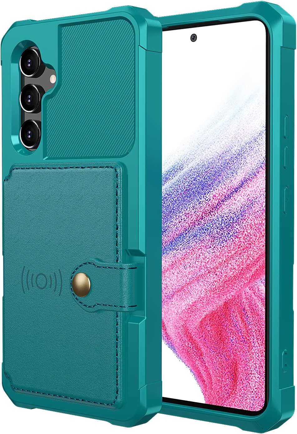 Samsung Galaxy A14 Hoesje - Turquoise - Back Cover met RFID Kaarthouder