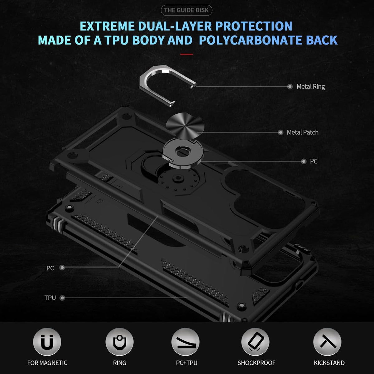 Samsung Galaxy S26 Ultra Hülle - Schwarz - Armor-Ständer-Backcover
