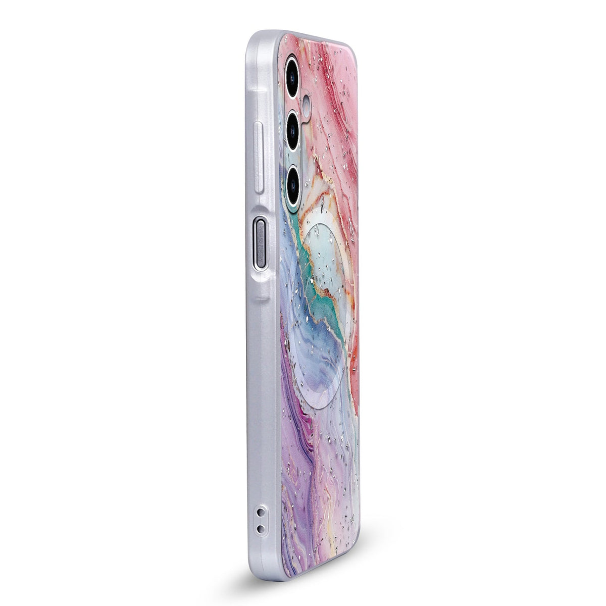 Samsung Galaxy S25 FE Hoesje - Roze - Marmer Glitter MagSafe Back Cover