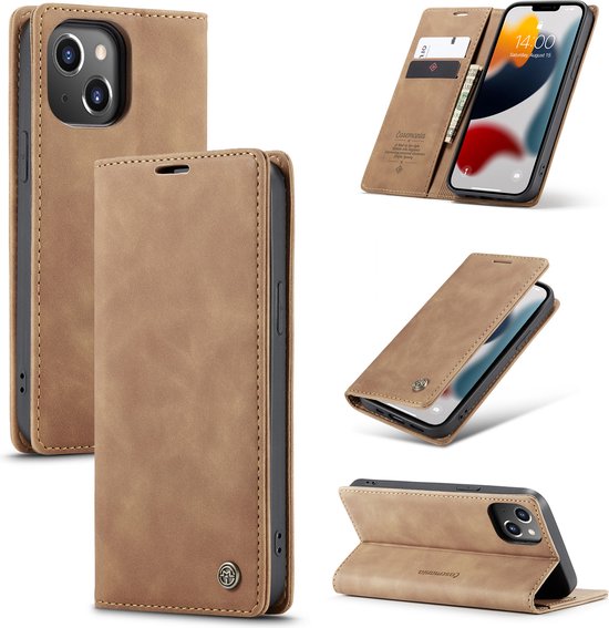 iPhone 13 Hoesje - Sienna Brown - Dunne Bookcase