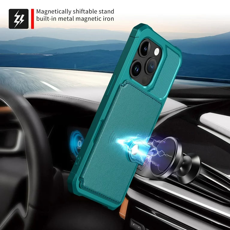 Apple iPhone 15 Pro Max Hülle - Türkis - Backcover mit Kartenfach