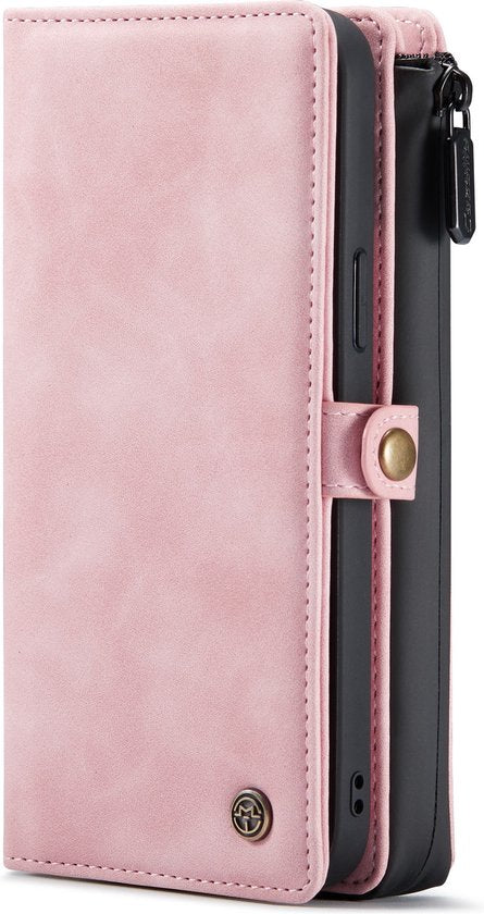 Apple iPhone 13 Pro Max Hoesje - Pale Pink - Luxe 2 in 1 Bookcase met 10 Kaart Vakken en Polskoord