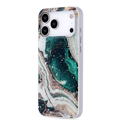 Apple iPhone 17 Pro Hoesje - Groen - Marmer Glitter MagSafe Back Cover