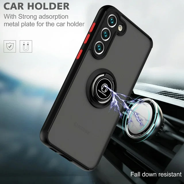 Samsung Galaxy S24 Plus Hoesje - Zwart - Kickstand Ring Back Cover