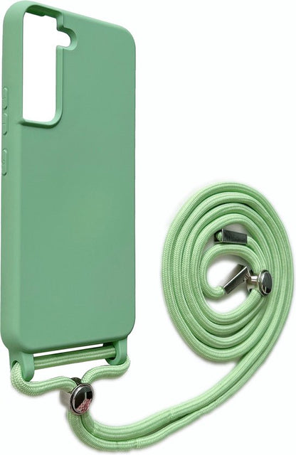Samsung Galaxy S22 Hoesje - Licht Groen - Siliconen Back Cover met Telefoonkoord