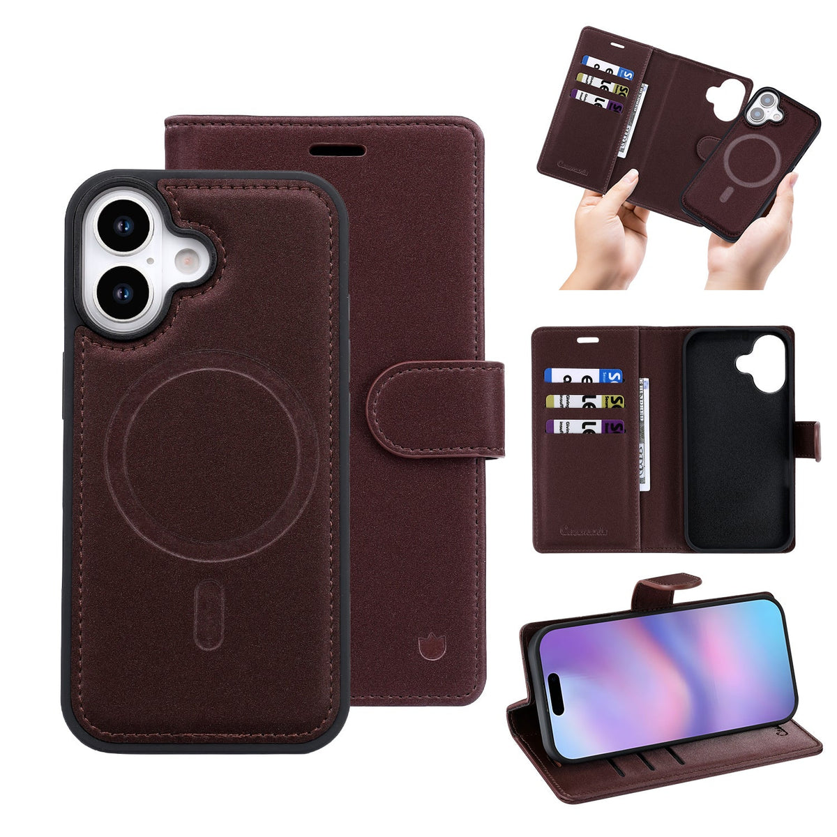 Apple iPhone 17 Hülle - Mauve Taupe - 2-in-1-Velvet-Klapphülle mit Kartenfach