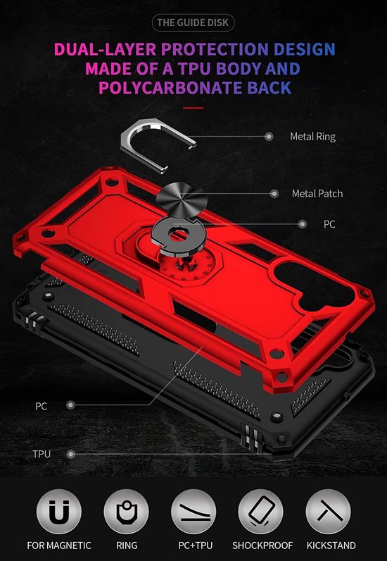 Samsung Galaxy M23 Hoesje - Rood - Armor Kickstand Back Cover