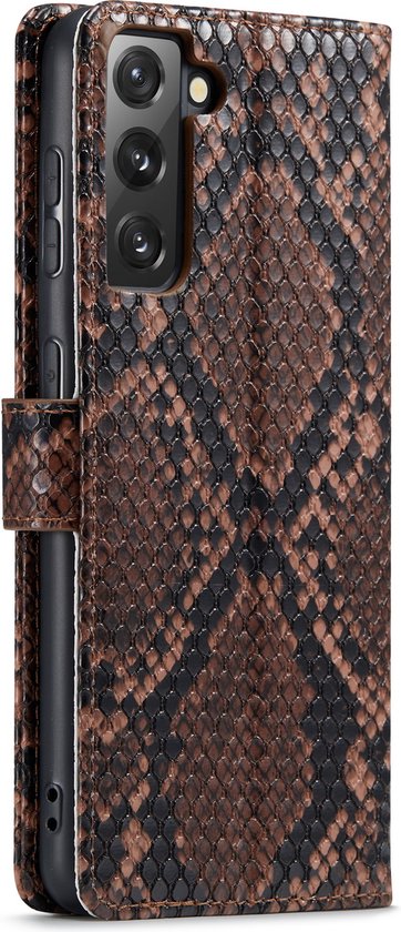 Samsung Galaxy S21 Case - Brown - Luxury Snake Flip Case