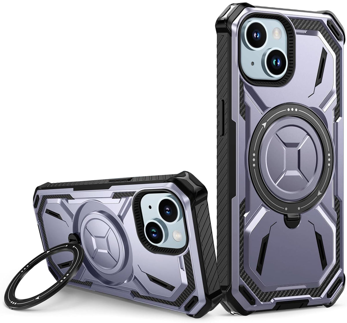 Apple iPhone 15 Plus Case - Purple - Armor Kickstand MagSafe Back Cover