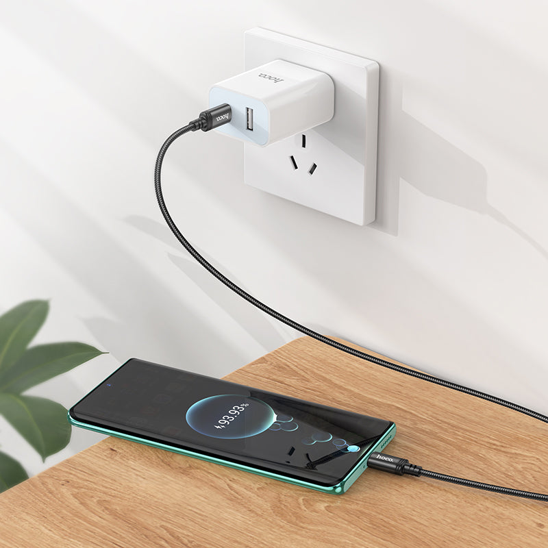 Hoco X91 Oplaad & Data Type C naar Type C Gevlochten Kabel - Geschikt voor USB-C Smartphones, Tablets, PC & Laptop