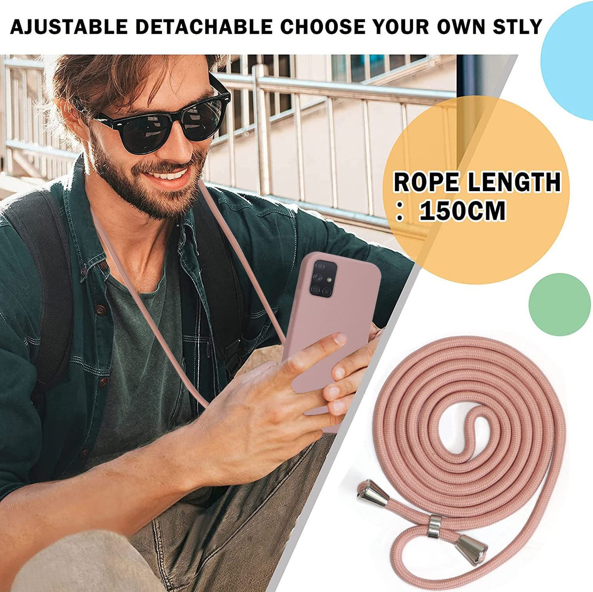 Samsung Galaxy A51 5G Hoesje - Mat Roze - Siliconen Back Cover met Telefoonkoord