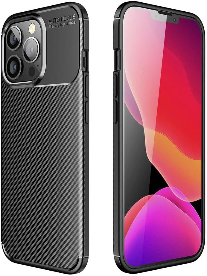 Apple iPhone 15 Pro Max Hoesje - Zwart - Carbon Siliconen Back Cover