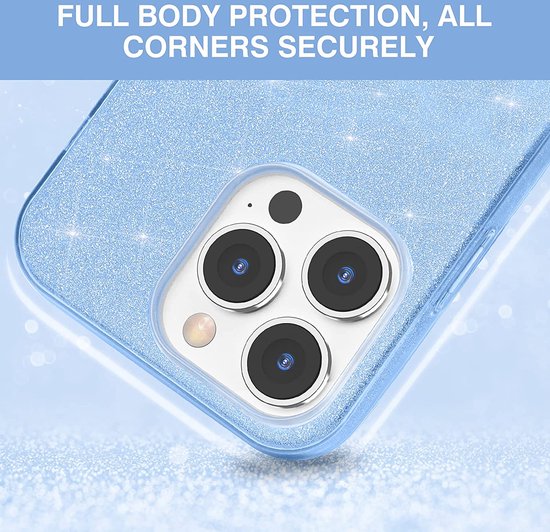 Apple iPhone 13 Pro Hoesje - Blauw - Glitter MagSafe Back Cover