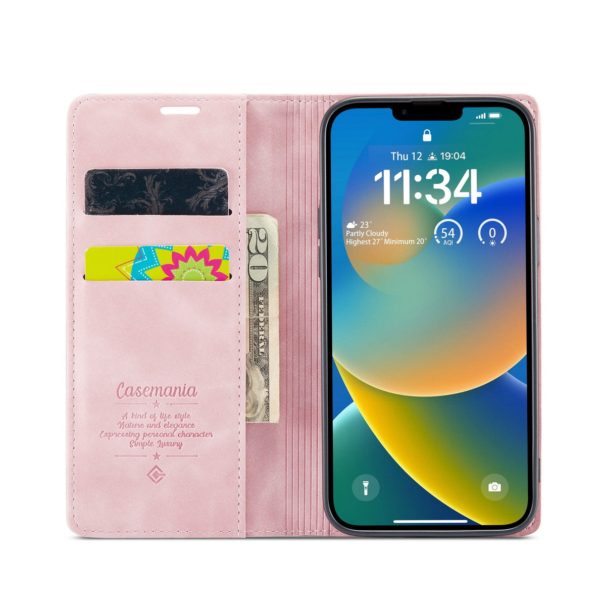 Apple iPhone 15 Plus Hülle - Pale Pink - Schlanke Klapphülle mit Kartenfach
