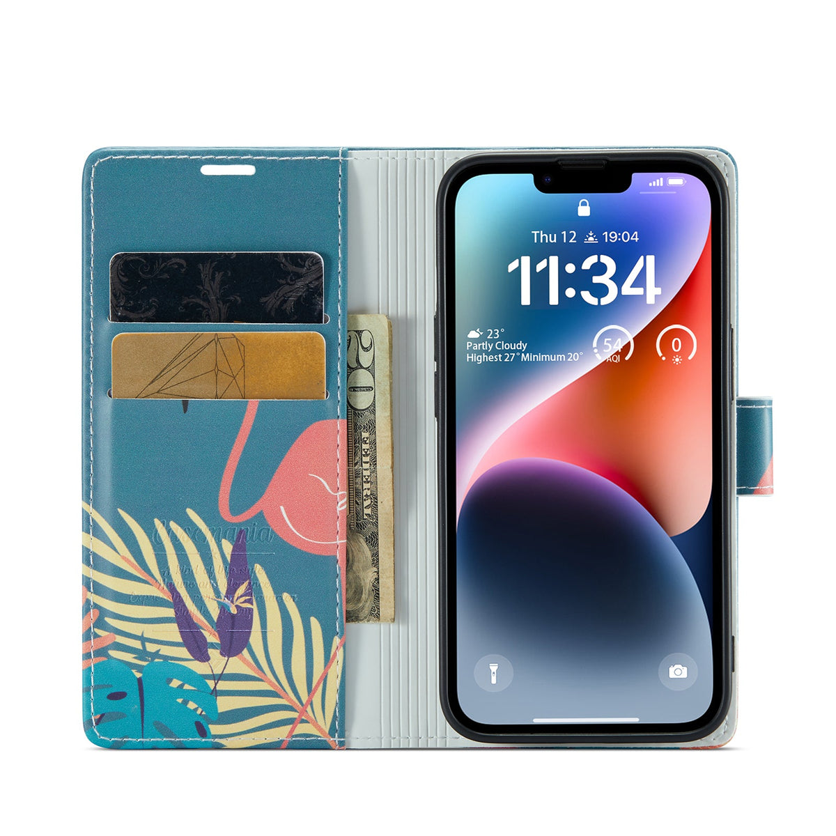 Apple iPhone 14 Hülle - Tropica - Klapphülle mit Kartenfach und Print