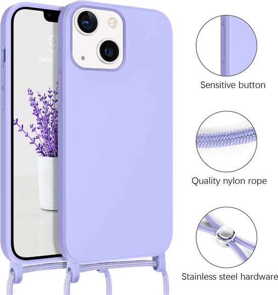 Apple iPhone 14 Pro Hülle - Lila - Silikon-Backcover mit Handykette