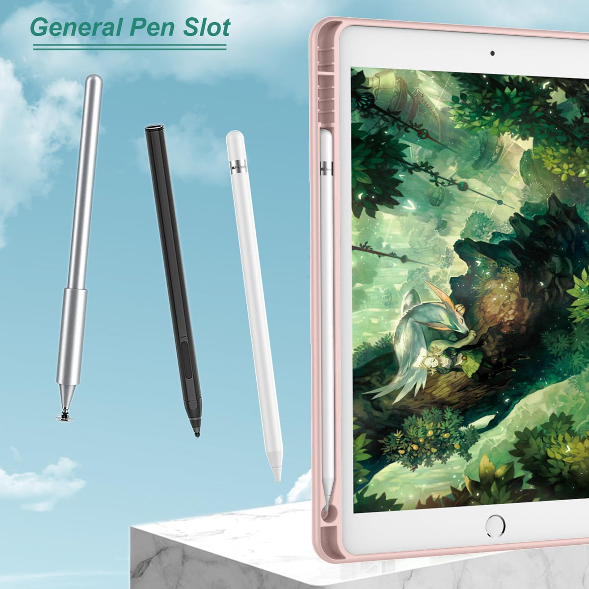 iPad 10.2 Tablethoes - Roze - Pen Slot Smart Cover