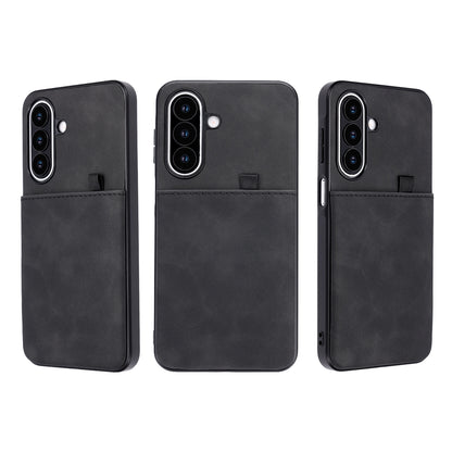 Samsung Galaxy S26 FE Hoesje - Charcoal Gray - Kunstleren Back Cover met Pull-Tab Pasjeshouder