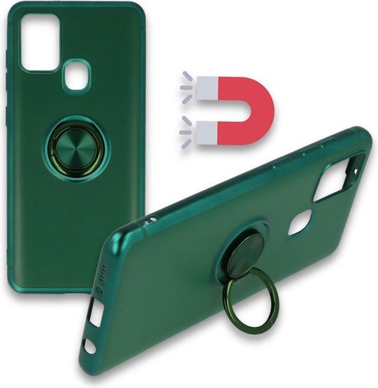 Samsung Galaxy A21s Hülle - Grün - Silikon-Ring-Ständer-Backcover