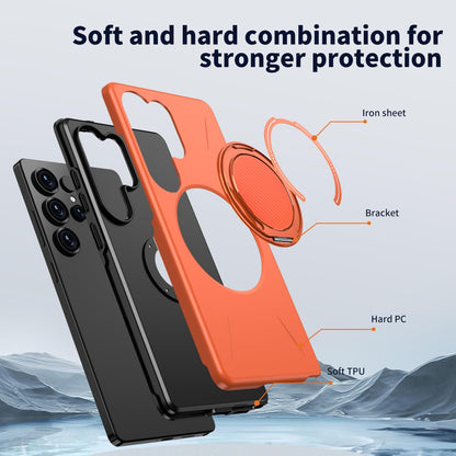 Samsung Galaxy S26 Ultra Hülle - Orange - Silikon Ring Kickstand Backcover