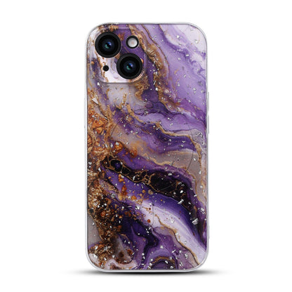 Apple iPhone 15 Hoesje - Paars - Marmer Glitter MagSafe Back Cover