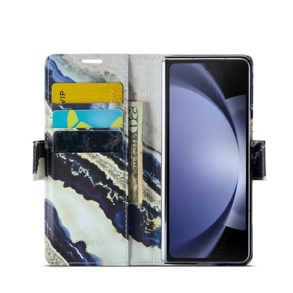 Samsung Galaxy Z Fold 5 Hoesje - Blue Paraiba - Marmer Portemonnee Bookcase