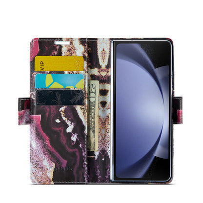 Samsung Galaxy Z Fold 5 Hoesje - Magenta Eudialyte - Marmer Portemonnee Bookcase