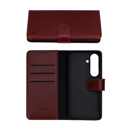 Samsung Galaxy S26 Hoesje - Burgundy Red - Echt Leren Bookcase