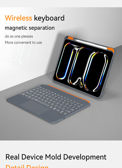 iPad Air 10.9 inch (2020/2022) - Grijs - Split Keyboard Case met Draaibaar + Touchpad + Verlichting