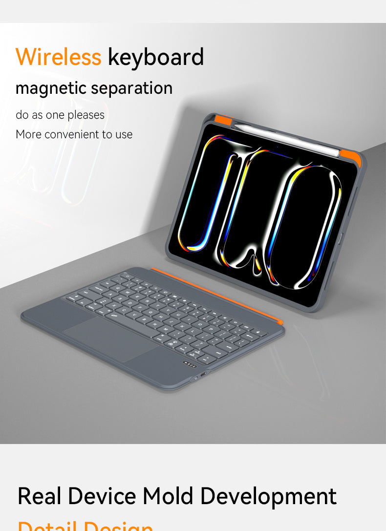 iPad Pro 11 inch (2018/2020/2021/2022) - Grijs - Split Keyboard Case met Draaibaar + Touchpad + Verlichting