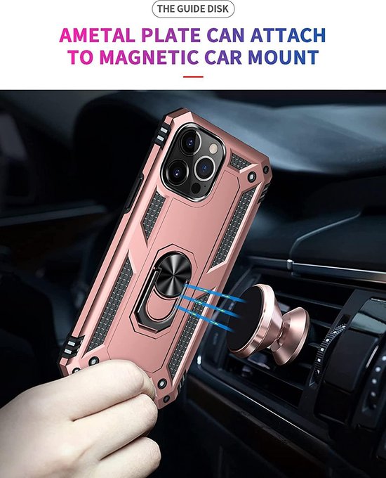Apple iPhone 13 Pro Max Hoesje - Roségoud - Armor Kickstand Back Cover