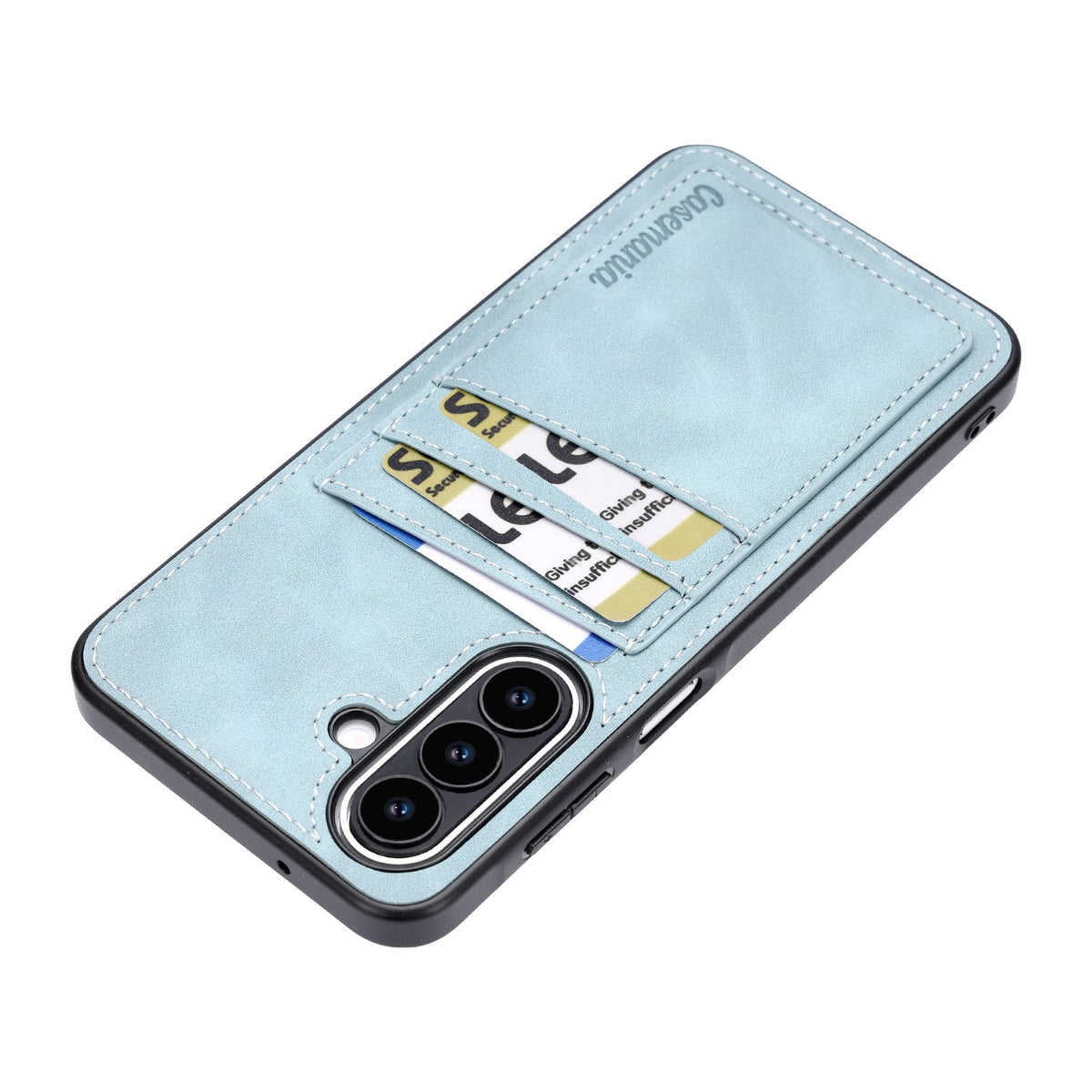 Samsung Galaxy A27 Case - Aqua Blue - Faux Leather Back Cover with Card Holder