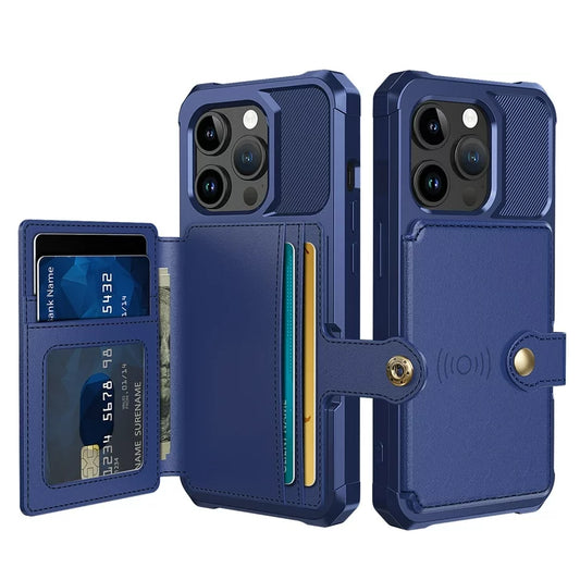 Apple iPhone 15 Pro Hülle - Blau - Backcover mit Kartenfach