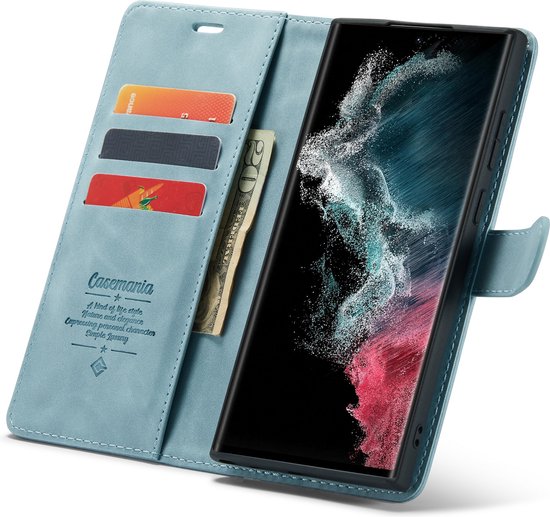 Samsung Galaxy S22 Ultra Hoesje - Aqua Blue - 2 in 1 Bookcase