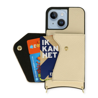 Apple iPhone 14 Hoesje - Beige - Luxe Back Cover met Telefoonkoord