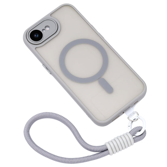 Apple iPhone 17e Case - Grey with Wrist Band - Matte Armor MagSafe Back Cover with Phone Strap