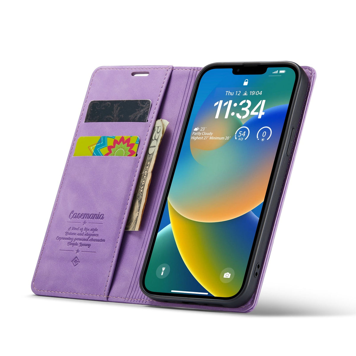 Apple iPhone 17e Hülle - Bright Lila - Schlanke Klapphülle mit Kartenfach