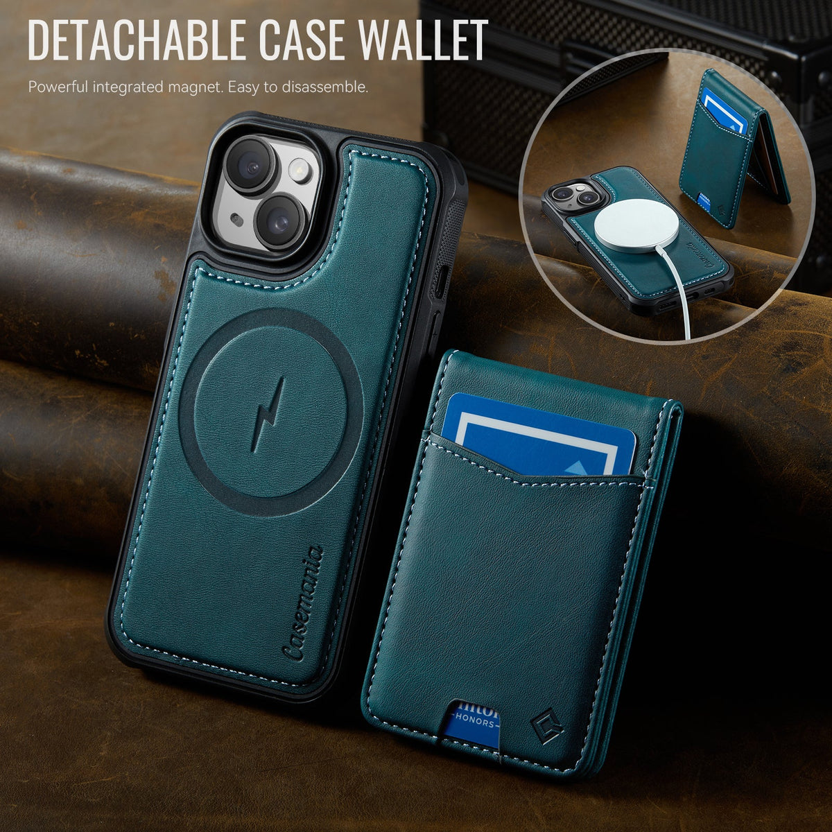Apple iPhone 15 Hoesje - Emerald Green - MagSafe Back Cover met Pasjeshouder