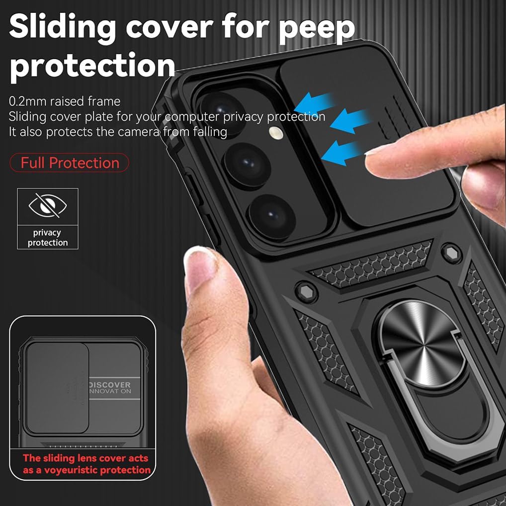 Samsung Galaxy S25 FE Hoesje - Zwart - Armor Kickstand Camera Back Cover