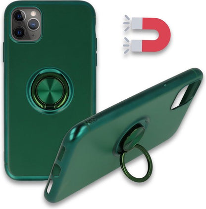 Apple iPhone 11 Pro Case - Green - Silicone Ring Kickstand Back Cover
