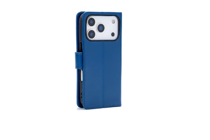 Apple iPhone 18 Pro Max Hoesje - Navy Blue - Echt Leren Bookcase