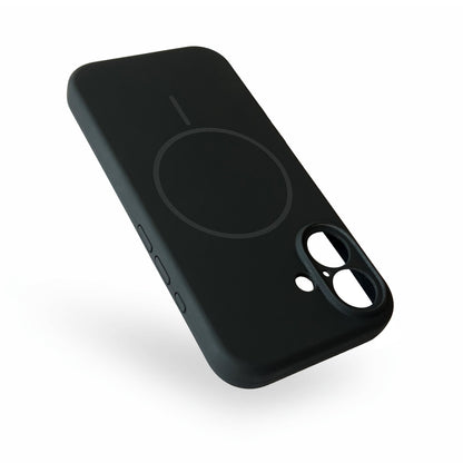 Apple iPhone 16 Hoesje - Zwart - Extra Sterke Liquid Siliconen MagSafe Back Cover met Magneetring
