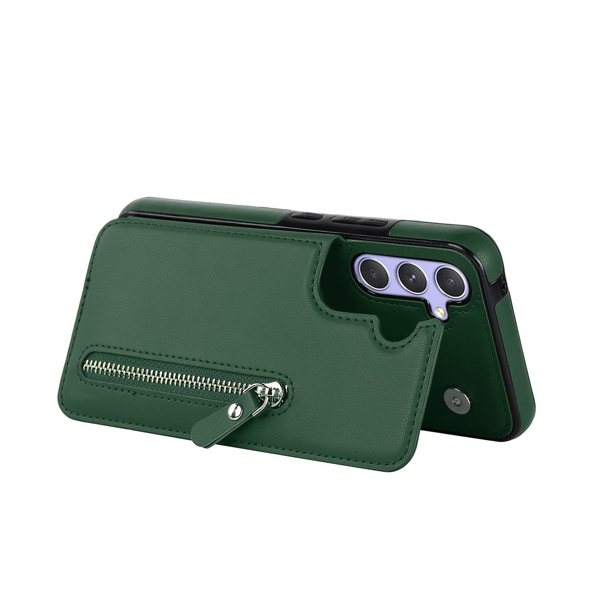 Samsung Galaxy S23 FE Hoesje - Groen - Luxe Back Cover met Telefoonkoord en Rits