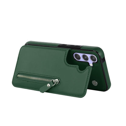 Samsung Galaxy A15 Hoesje - Groen - Luxe Back Cover met Telefoonkoord en Rits