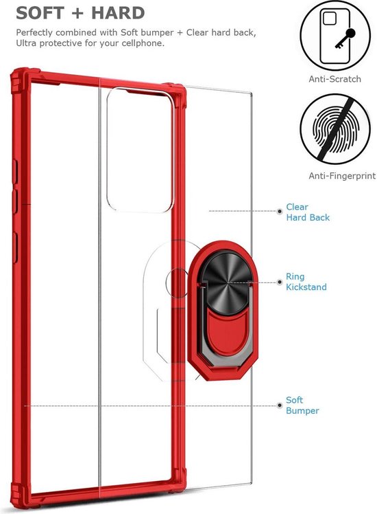 Samsung Galaxy Note20 Case - Red - Armor Kickstand Back Cover