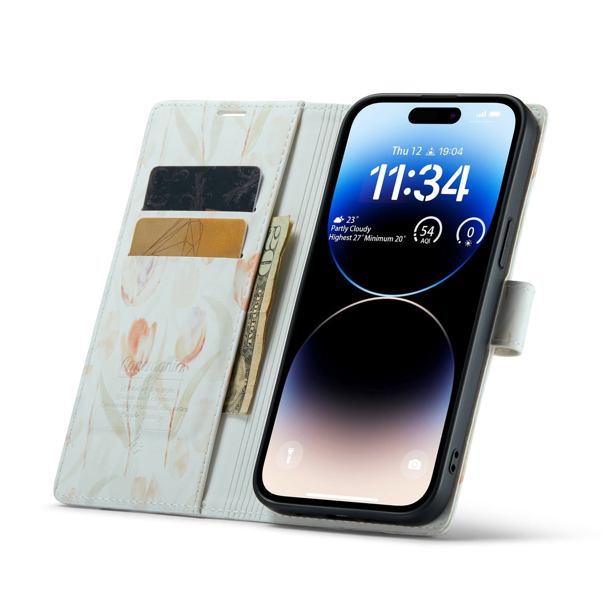 Apple iPhone 14 Pro Hoesje - Tulpen - Print Bookcase