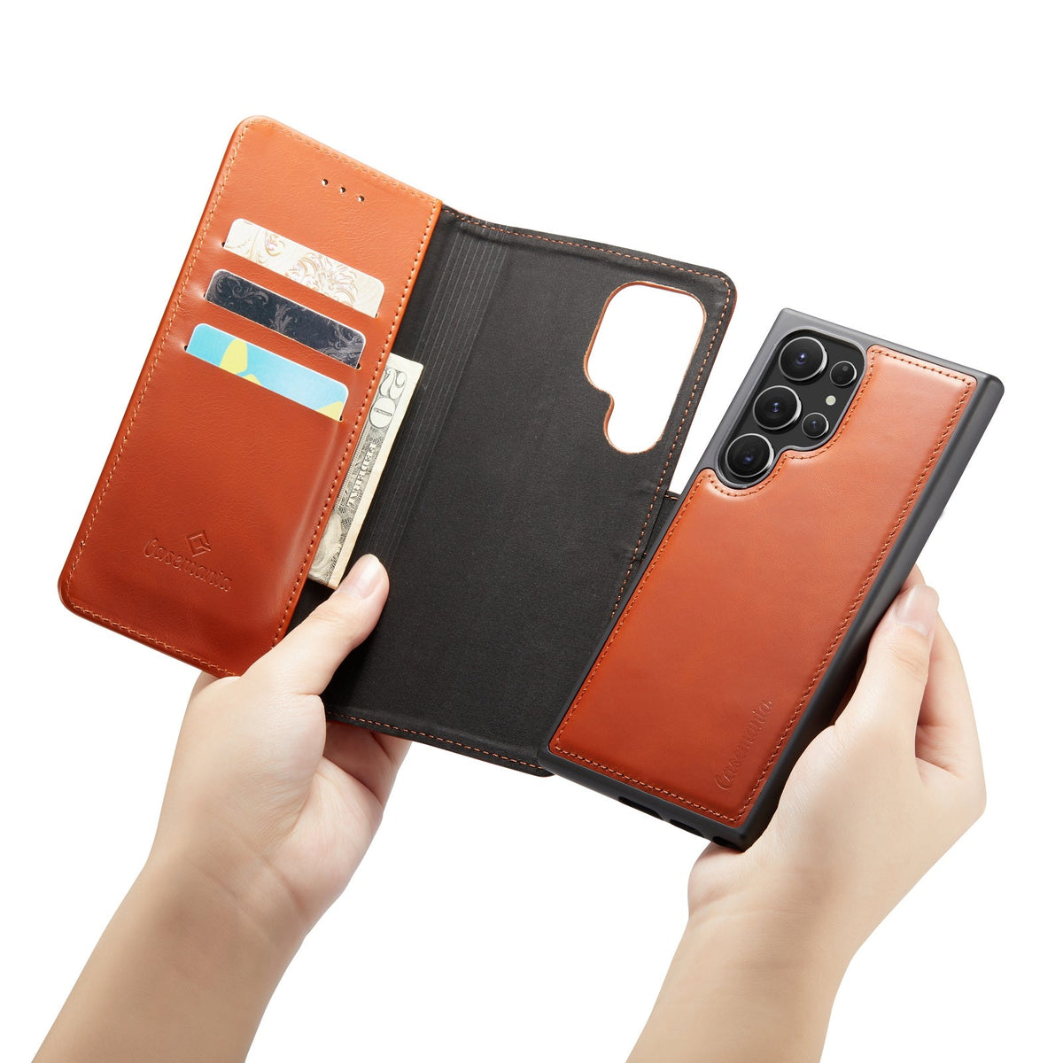 Samsung Galaxy S24 Ultra Hoesje - Sienna Brown - Echt Leren 2 in 1 Bookcase